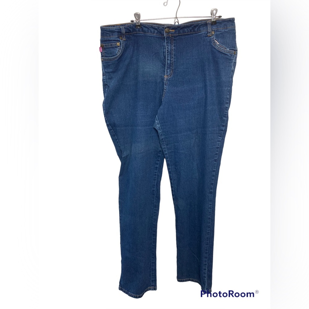 Woman Within dark blue natural fit jeans. 20 Tall